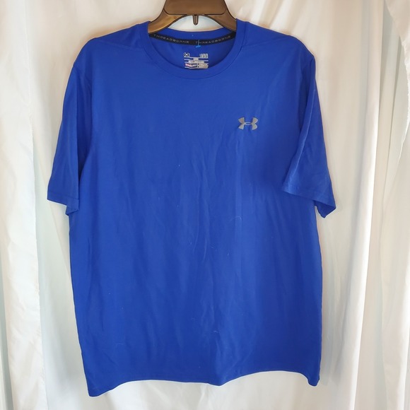 Under Armour Heat Gear Men's Short Sleeve T- Shirt Blue  Loose Fit Large - Picture 1 of 4